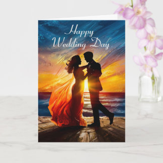 Sunset Couple Personalised Wedding Card