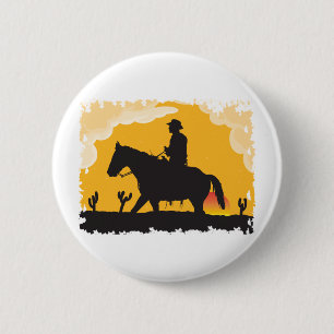 Sunset Cowboy 6 Cm Round Badge