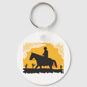 Sunset Cowboy Key Ring