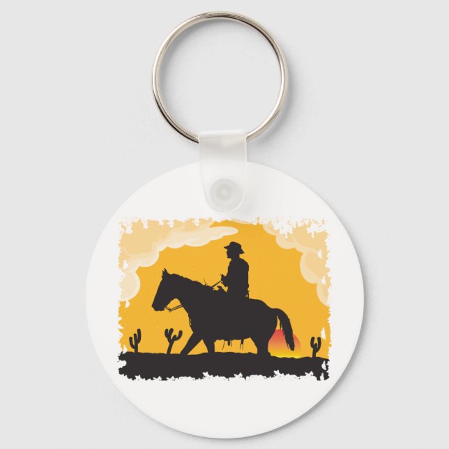Sunset Cowboy Key Ring (Front)