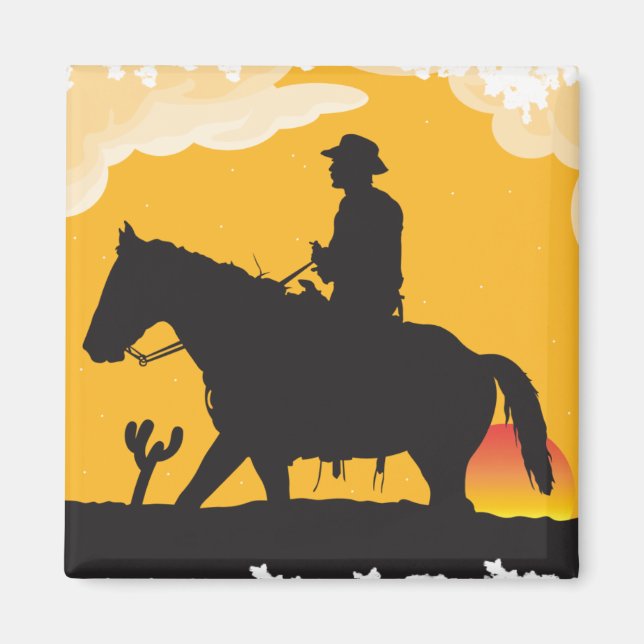 Sunset Cowboy Magnet (Front)