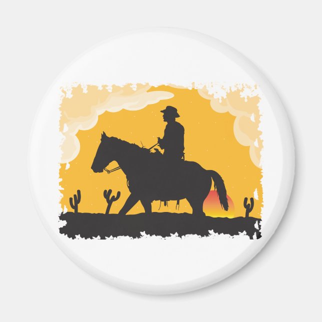 Sunset Cowboy Magnet (Front)