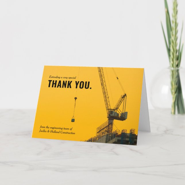 Sunset Crane Construction Themed Thank You (Front)