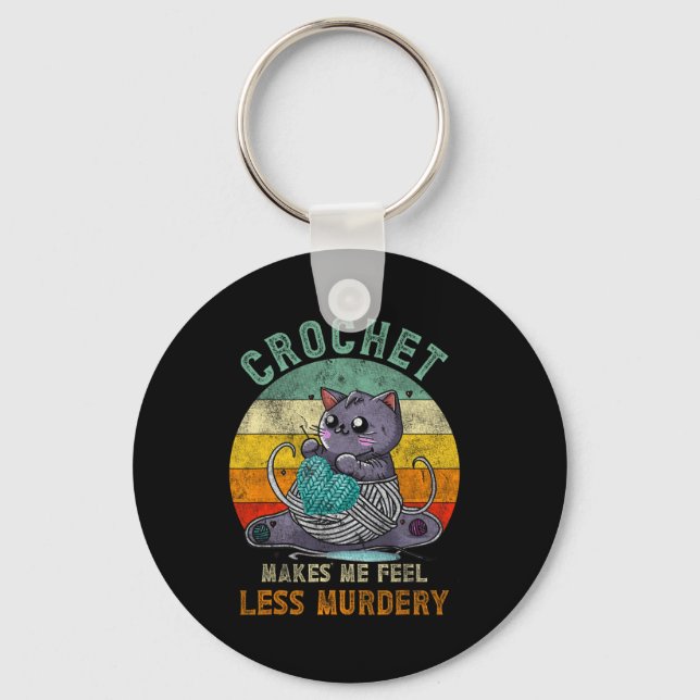 Sunset Crochet Cat Mum Makes Me Feel Less-murdery  Key Ring (Front)