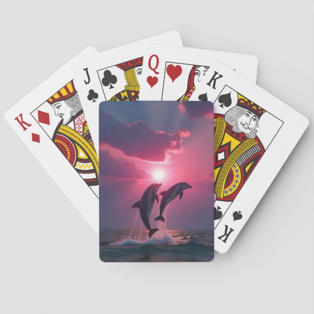 Sunset Dance: Dolphins in Harmony Playing Cards (Back)