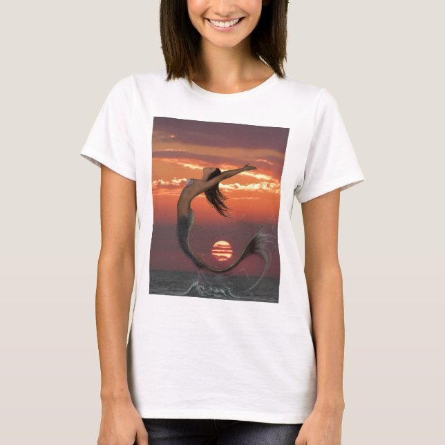 Sunset Dance Mermaid Art T-Shirt (Front)