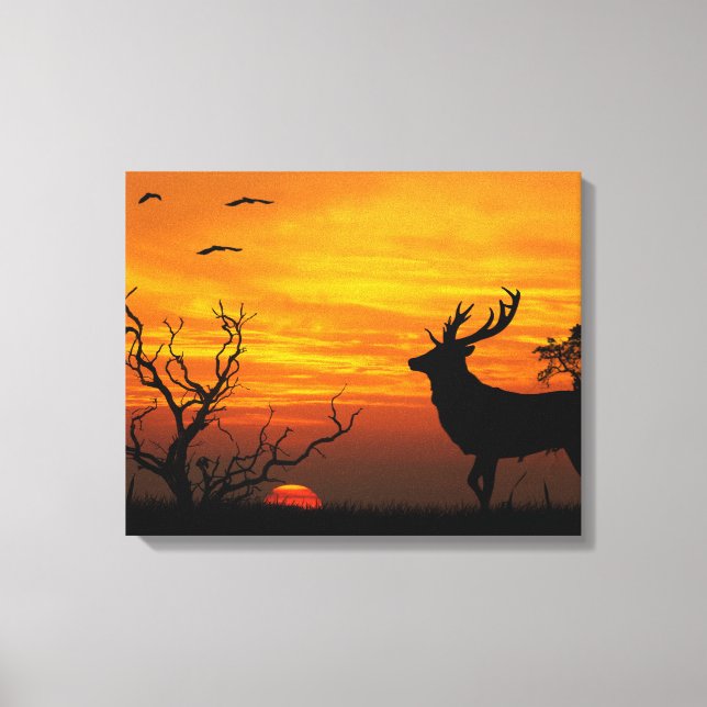 Sunset Deer Canvas Print (Front)