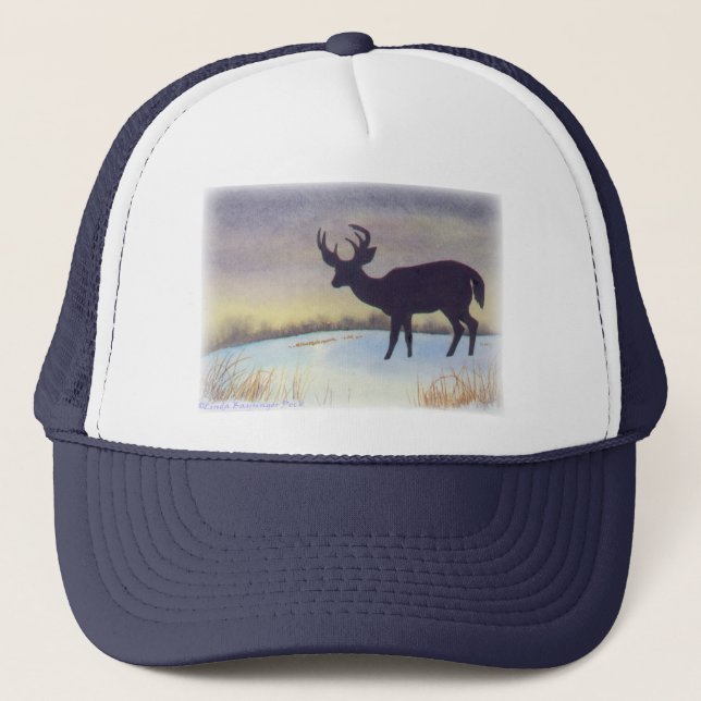 Sunset Deer Painting Trucker Hat (Front)