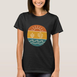 Sunset Desert Cactus Illustration T-Shirt