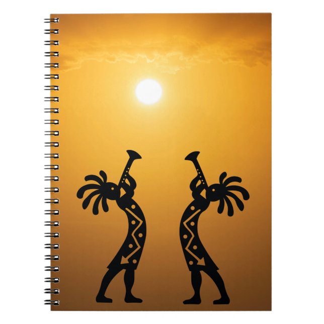 Sunset Desert Sun Kokopelli Notebook (Front)