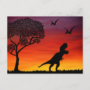 Sunset Dinosaurs Postcard