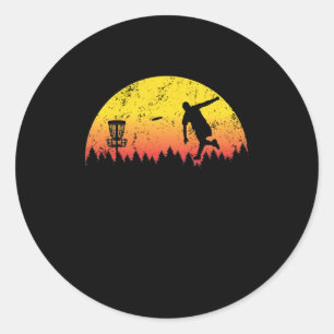 Sunset Disc Golf Tree Basket Fly Throwing Classic Round Sticker