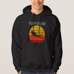 Sunset Diver Design Of I Dive Deep Retro Circle Te Hoodie