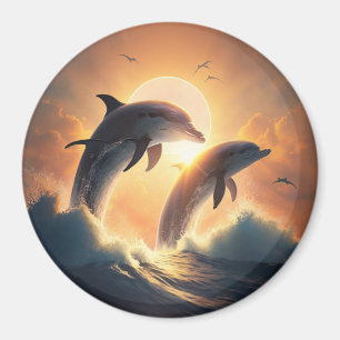 Sunset Dolphins Magnet 