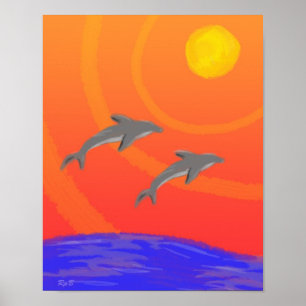 Sunset Dolphins: Print