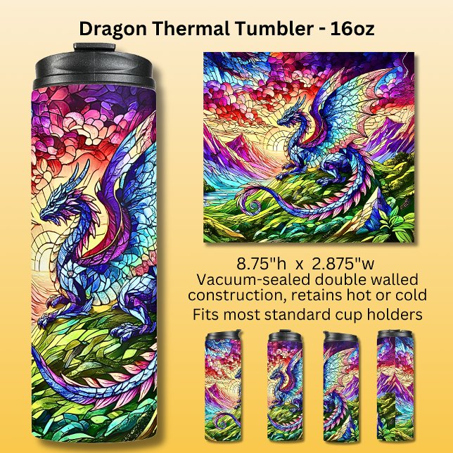 sunset Dragon 16oz  Thermal Tumbler (Creator Uploaded)