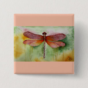 Sunset Dragonfly 15 Cm Square Badge