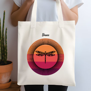 Sunset Dragonfly with Name Tote Bag