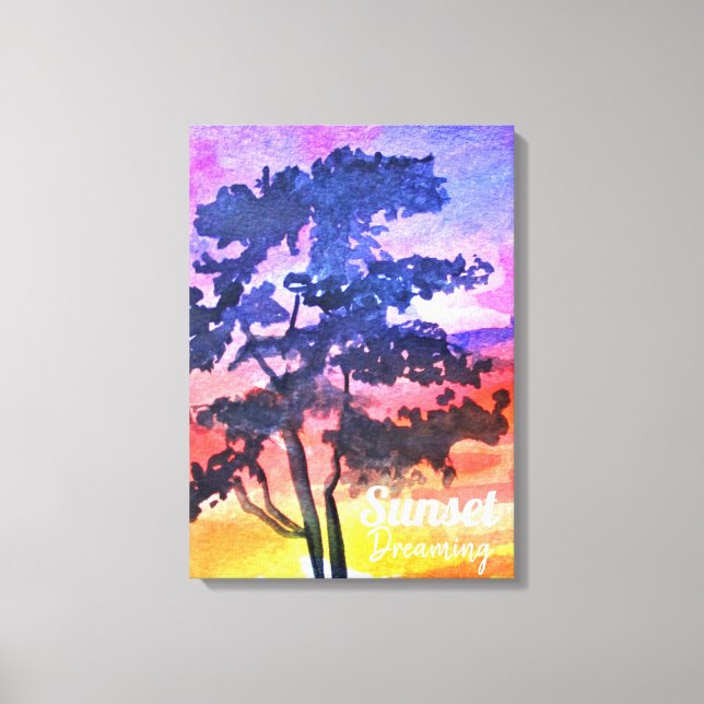 Sunset Dreaming landscape watercolor art Canvas Print (Front)