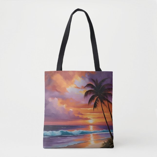 Sunset Dreams Tropical Beach Tote Bag (Front)
