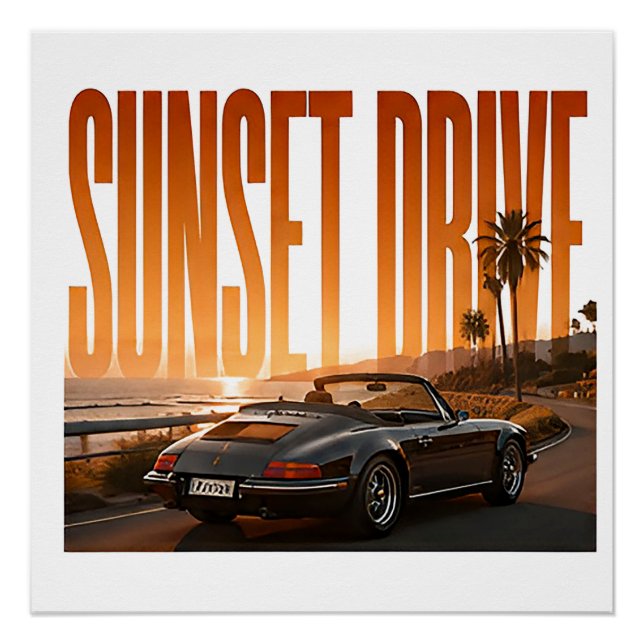 Sunset Drive Luxury Road Trip Graphic Poster (Front)