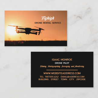 Sunset Drone Silhouette, Drone Pilot Business Card