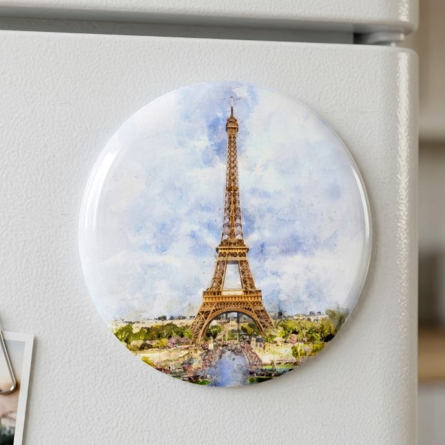 Sunset Eiffel Tower Paris French Watercolor Magnet (Sunset Eiffel Tower Paris French Watercolor. Magnet)