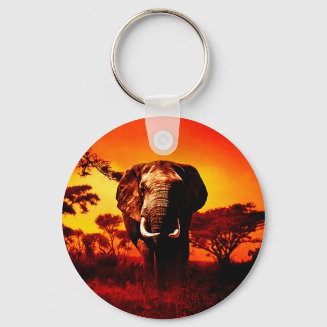 Sunset Elephant Key Ring (Front)