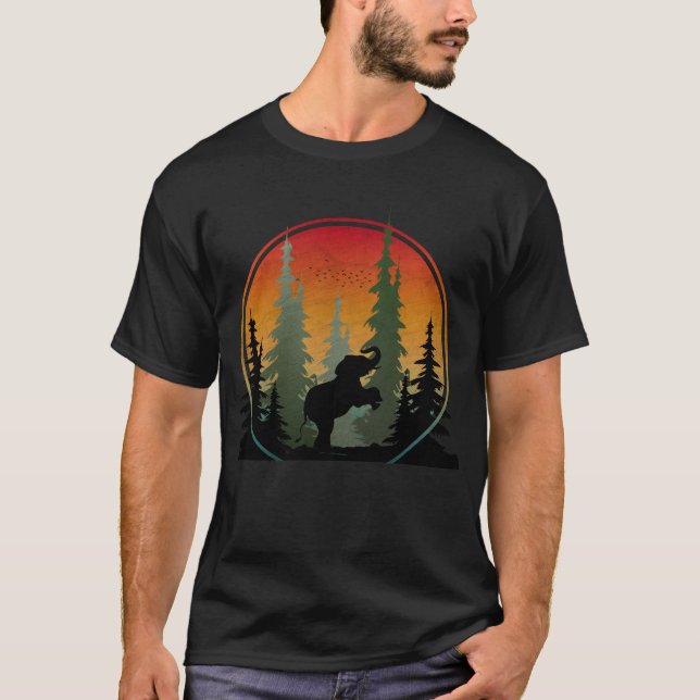 Sunset Elephant Nature Scenery T-Shirt (Front)