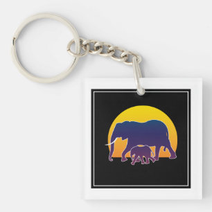 Sunset Elephants Key Ring