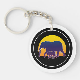 Sunset Elephants Key Ring