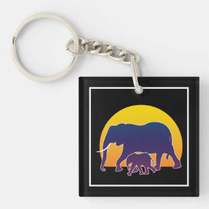 Sunset Elephants Key Ring