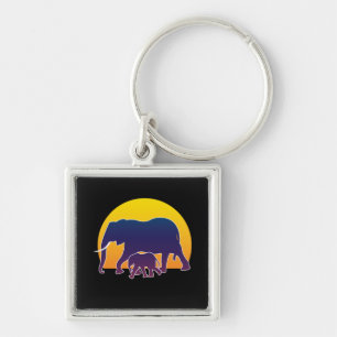 Sunset Elephants Key Ring