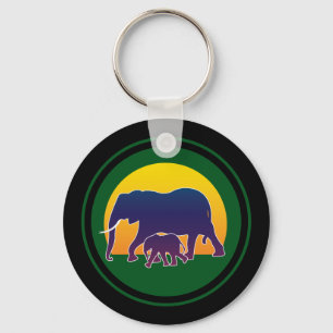Sunset Elephants Key Ring