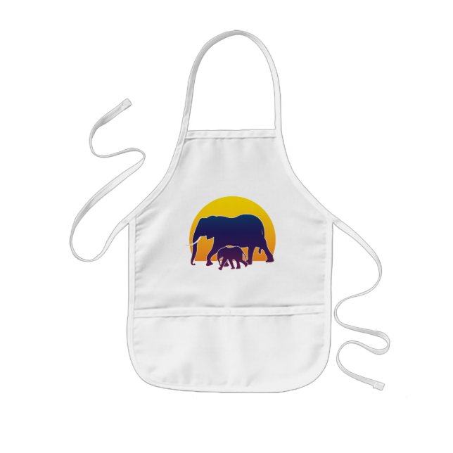 Sunset Elephants Kids Apron (Front)