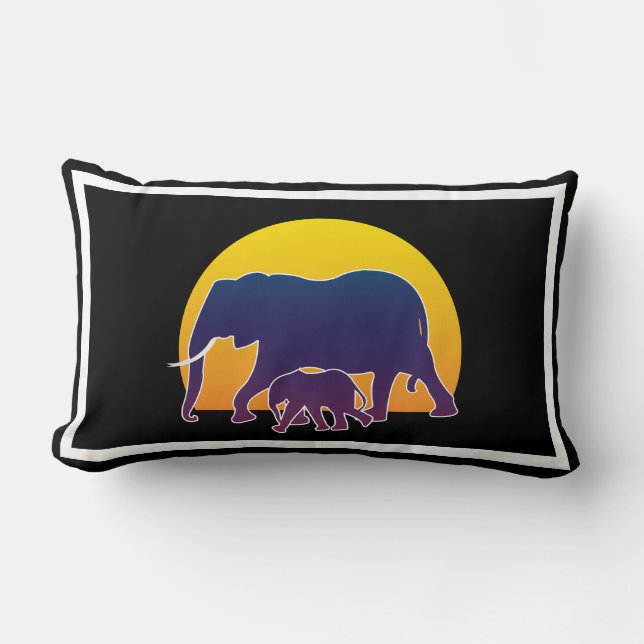 Sunset Elephants Lumbar Cushion (Front)