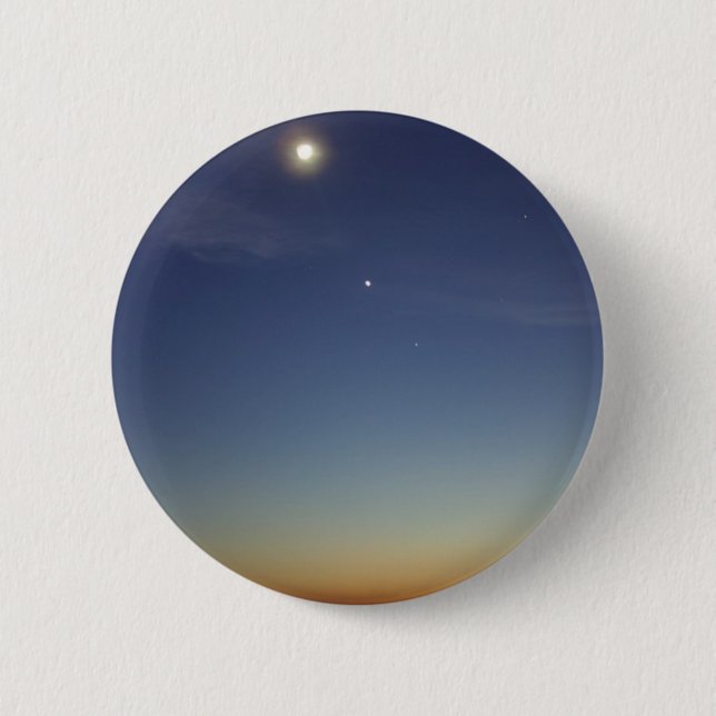 Sunset Evening Moon Stars 6 Cm Round Badge (Front)