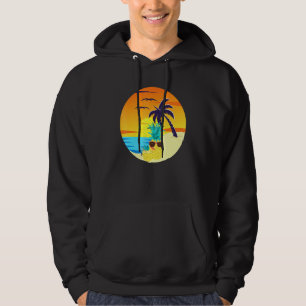 Sunset Exotic Pineapple Beach Palm Trees Tropical Hoodie