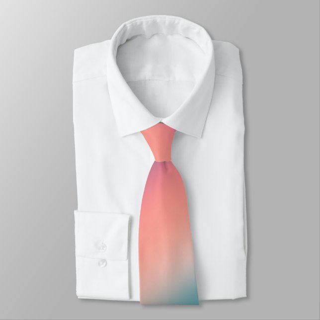 Sunset Fade Pastel Ombre Pink Teal Tie (Tied)