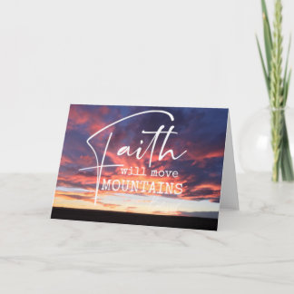 Sunset Faith Mountains Cross Christian Blank Card