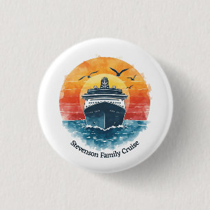 Sunset Family Name Vacation Cruise Ship Keepsake 3 Cm Round Badge