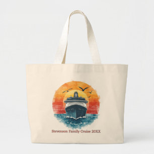 Sunset Family Name Vacation Cruise Ship Keepsake Large Tote Bag