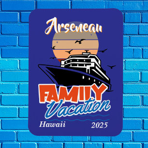 Sunset Family Vacation Blue Personalise Magnet