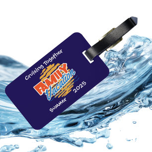 Sunset Family Vacation Cruise Orange Personalise  Luggage Tag