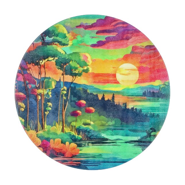Sunset Fantasy Landscape Cutting Board (Front)