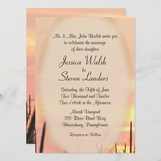 Sunset Field Wedding Invitation (Front/Back)
