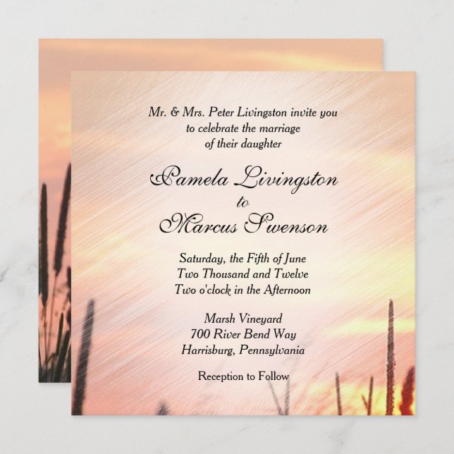 Sunset Field Wedding Invitation (Front/Back)