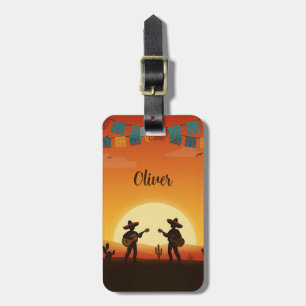 Sunset Fiesta – Whimsical Desert Celebration Luggage Tag