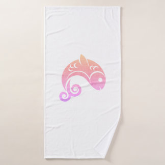 sunset fish bath towel set