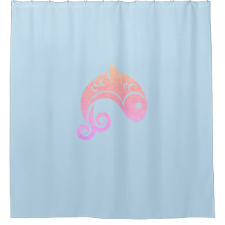 sunset fish shower curtain